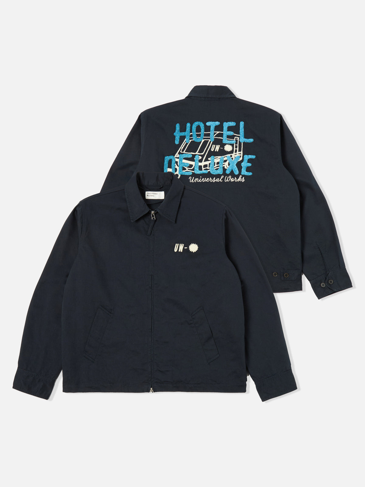 Navy Embroidered Twill Windcheater