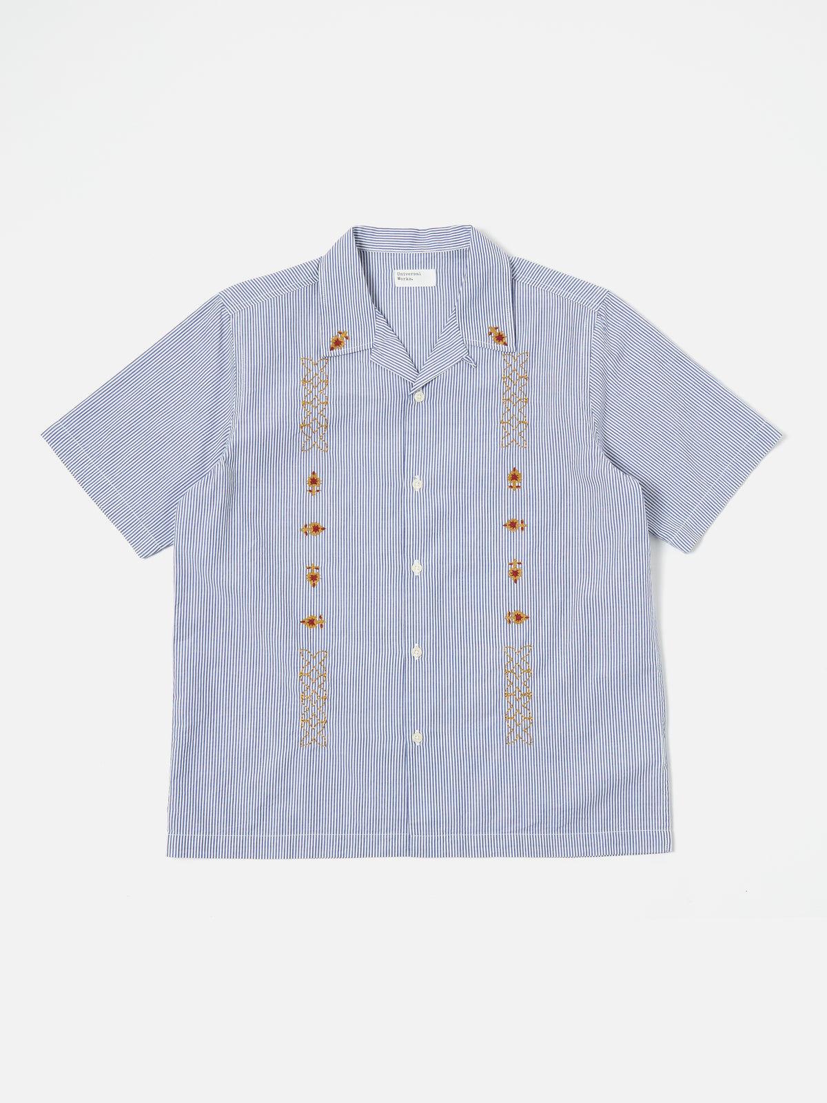 Blue Embroidered Classic Stripe Road Shirt