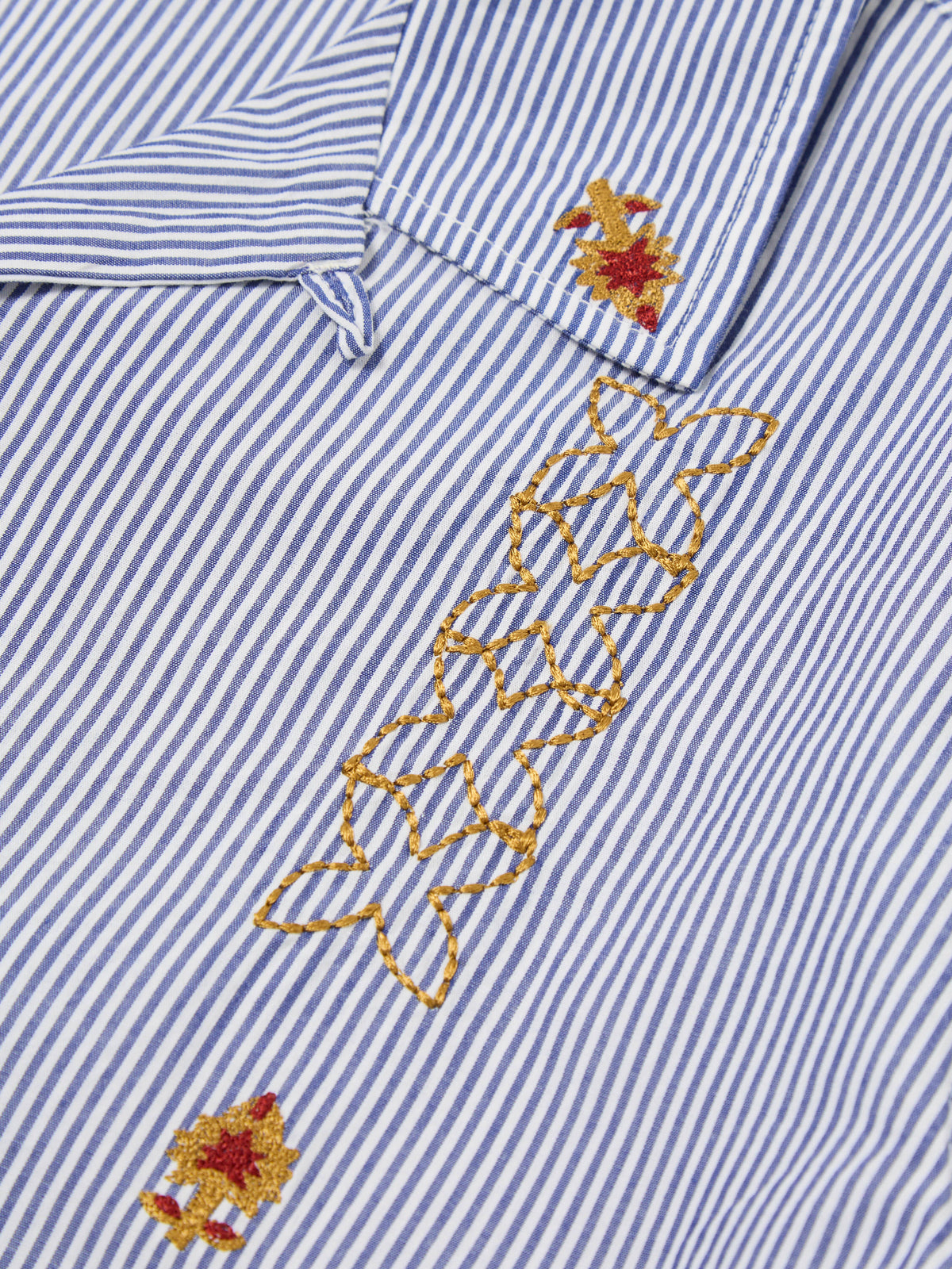 Blue Embroidered Classic Stripe Road Shirt