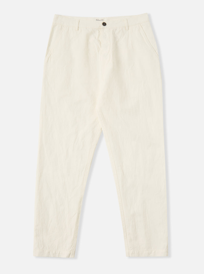 Ecru Slub Linen Weave Military Chino