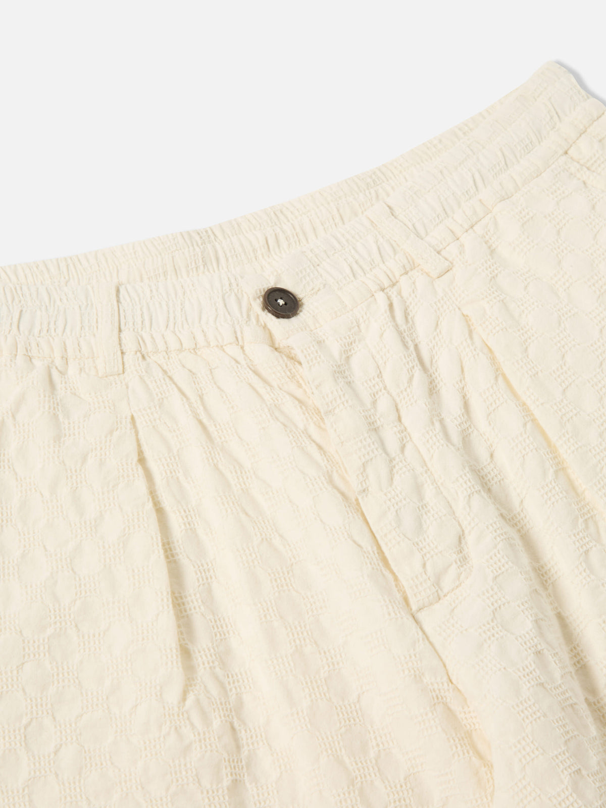 Ecru Dot Waffle Pleated Track Short
