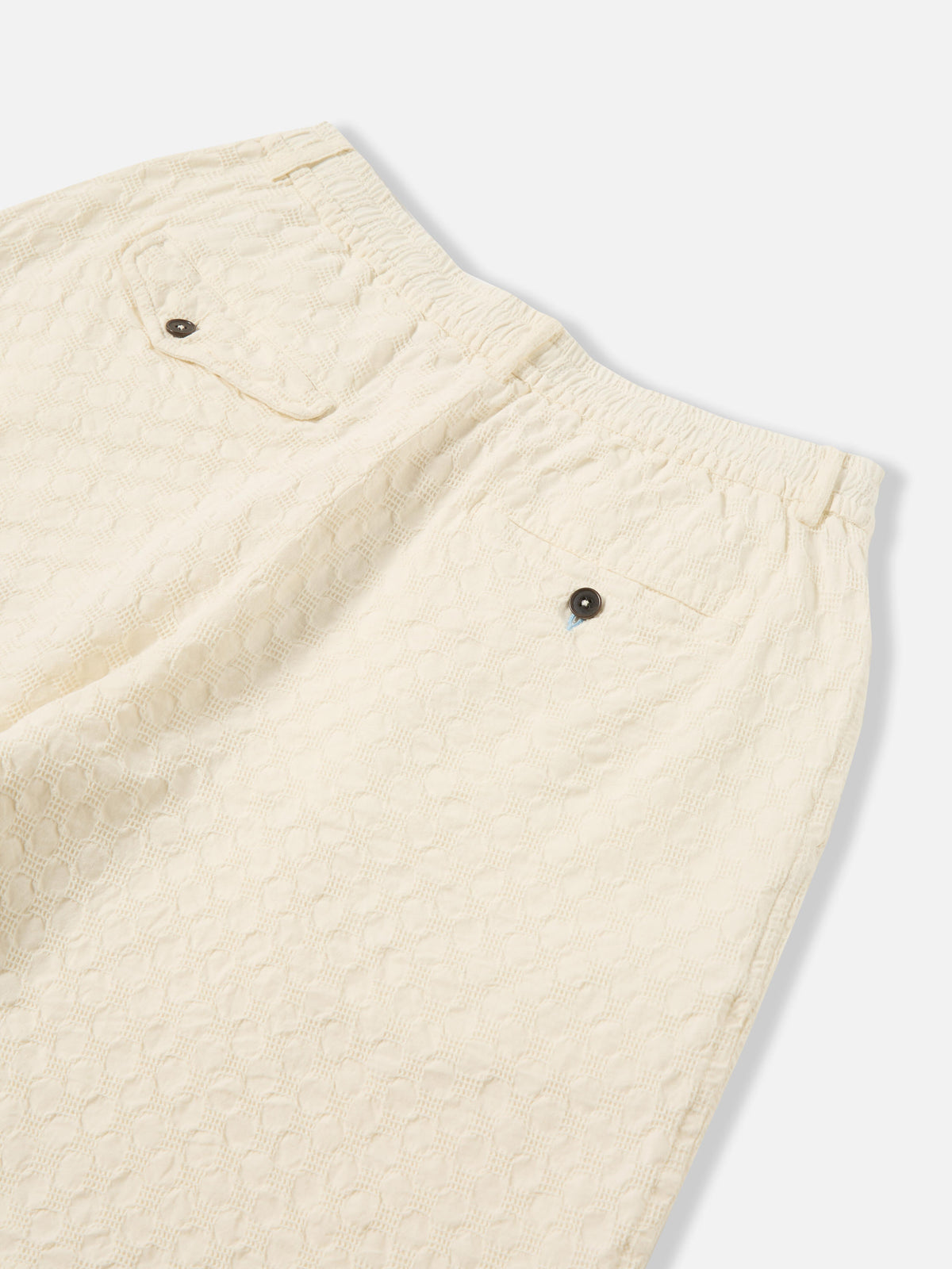 Ecru Dot Waffle Pleated Track Short