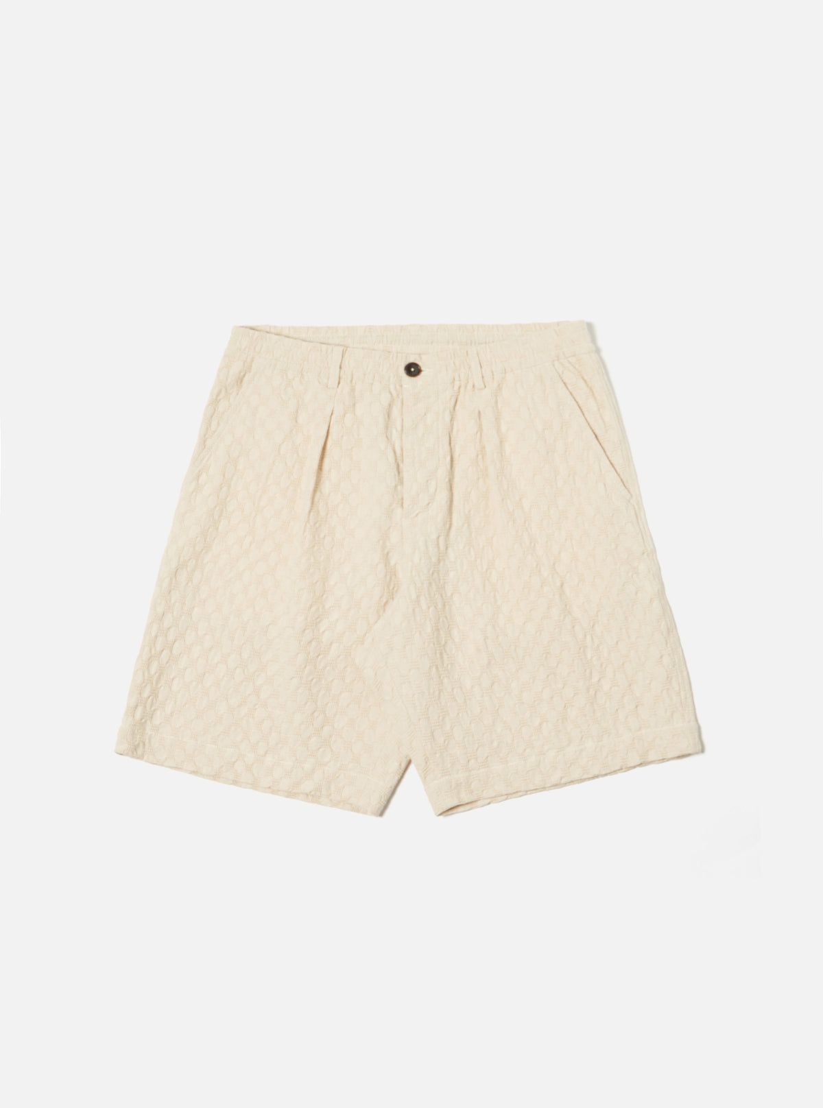 Ecru Dot Waffle Pleated Track Short