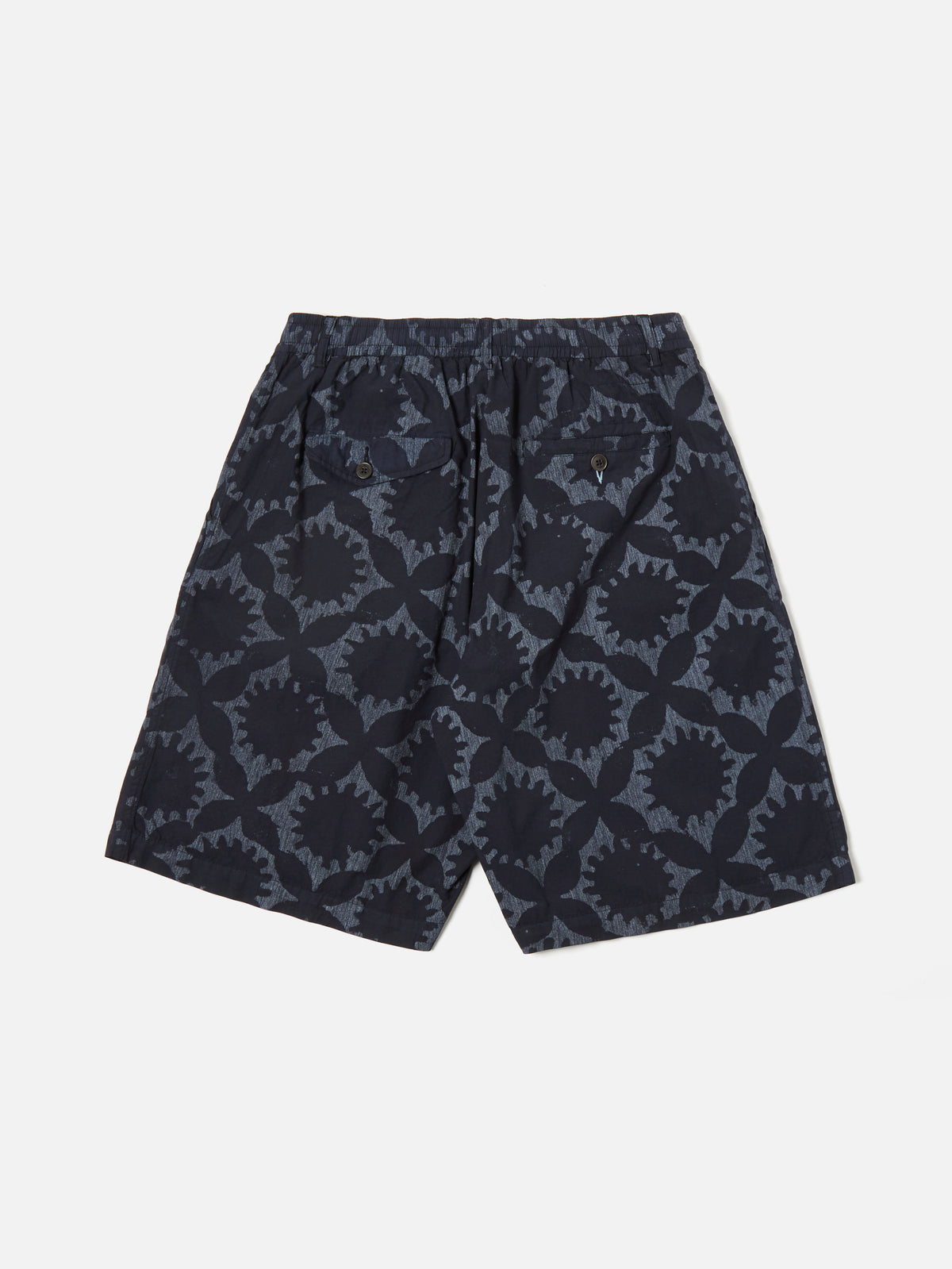 Navy Over Dyed Sun Print Pleated Track Short