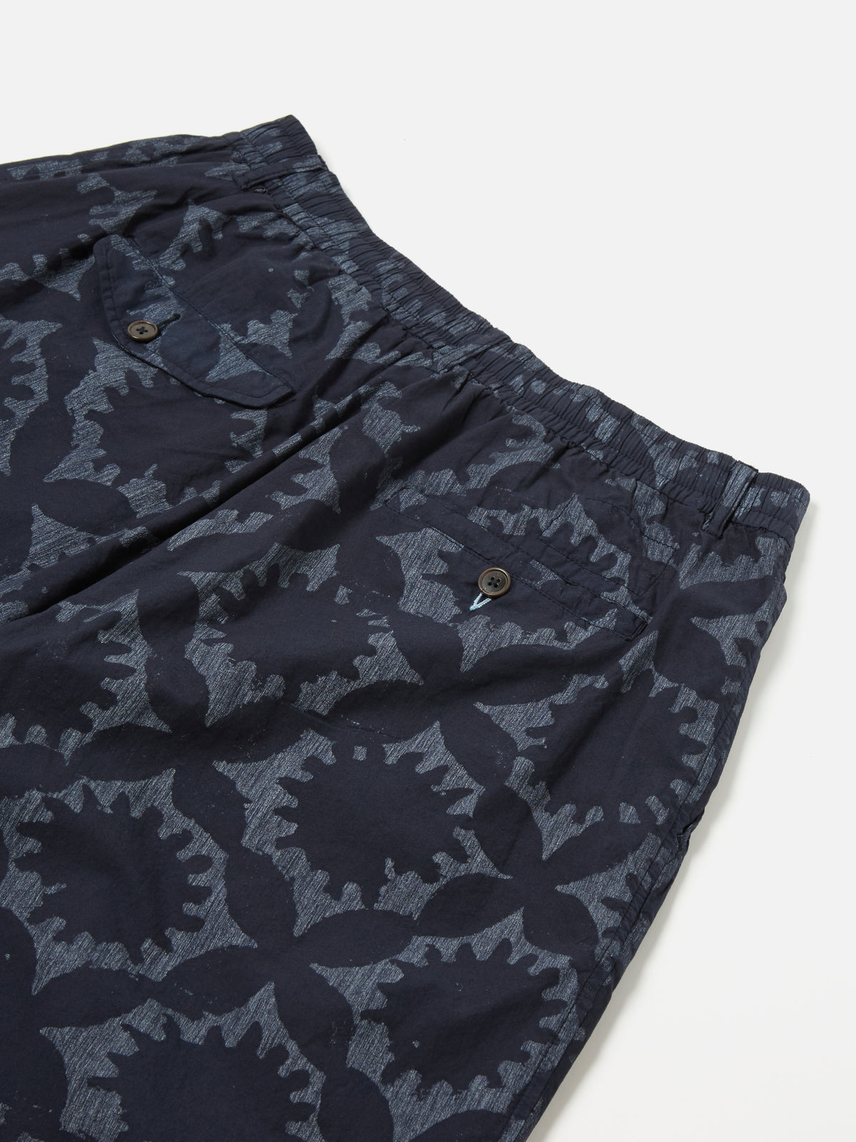 Navy Over Dyed Sun Print Pleated Track Short