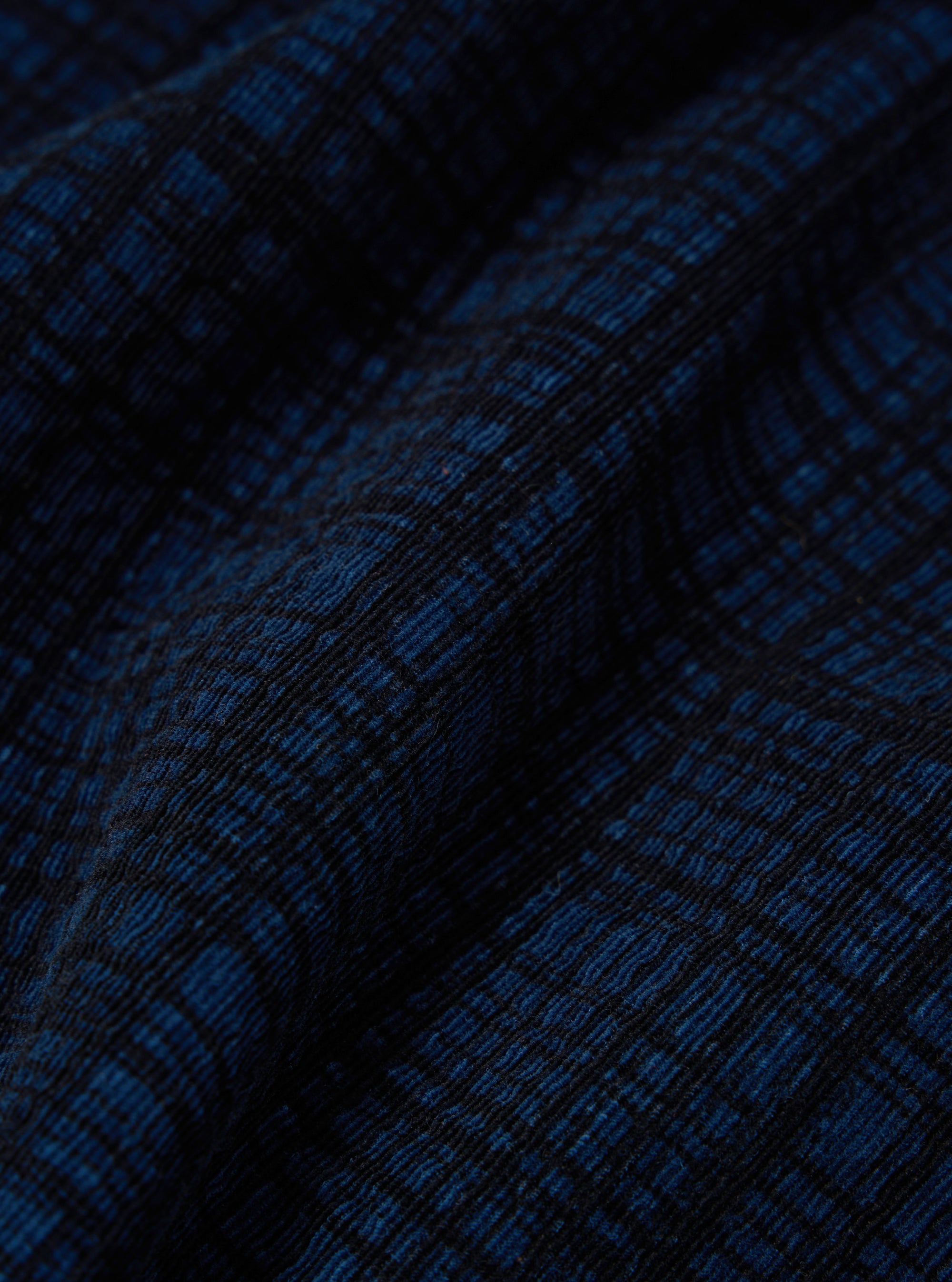 Navy Check Cord Seersucker Pleated Track Pant