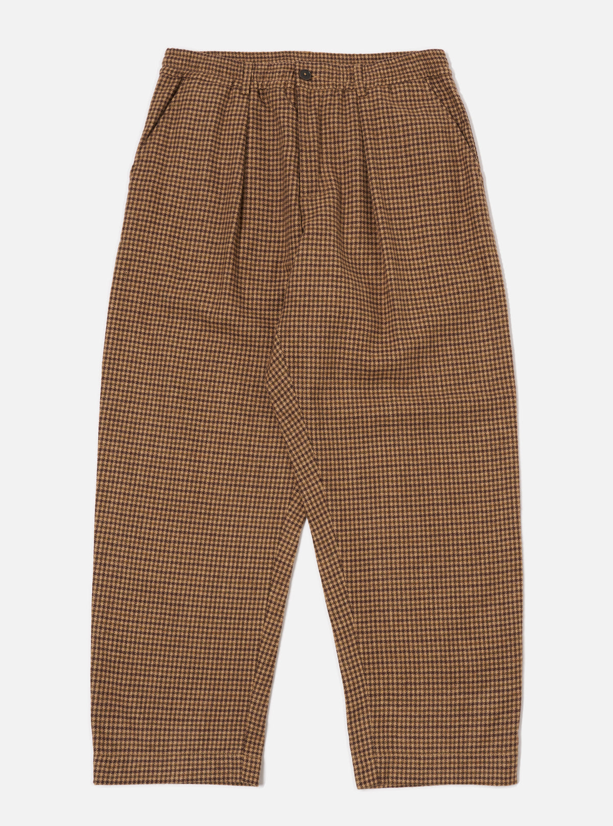 Sand Houndstooth Tweed Oxford Pant