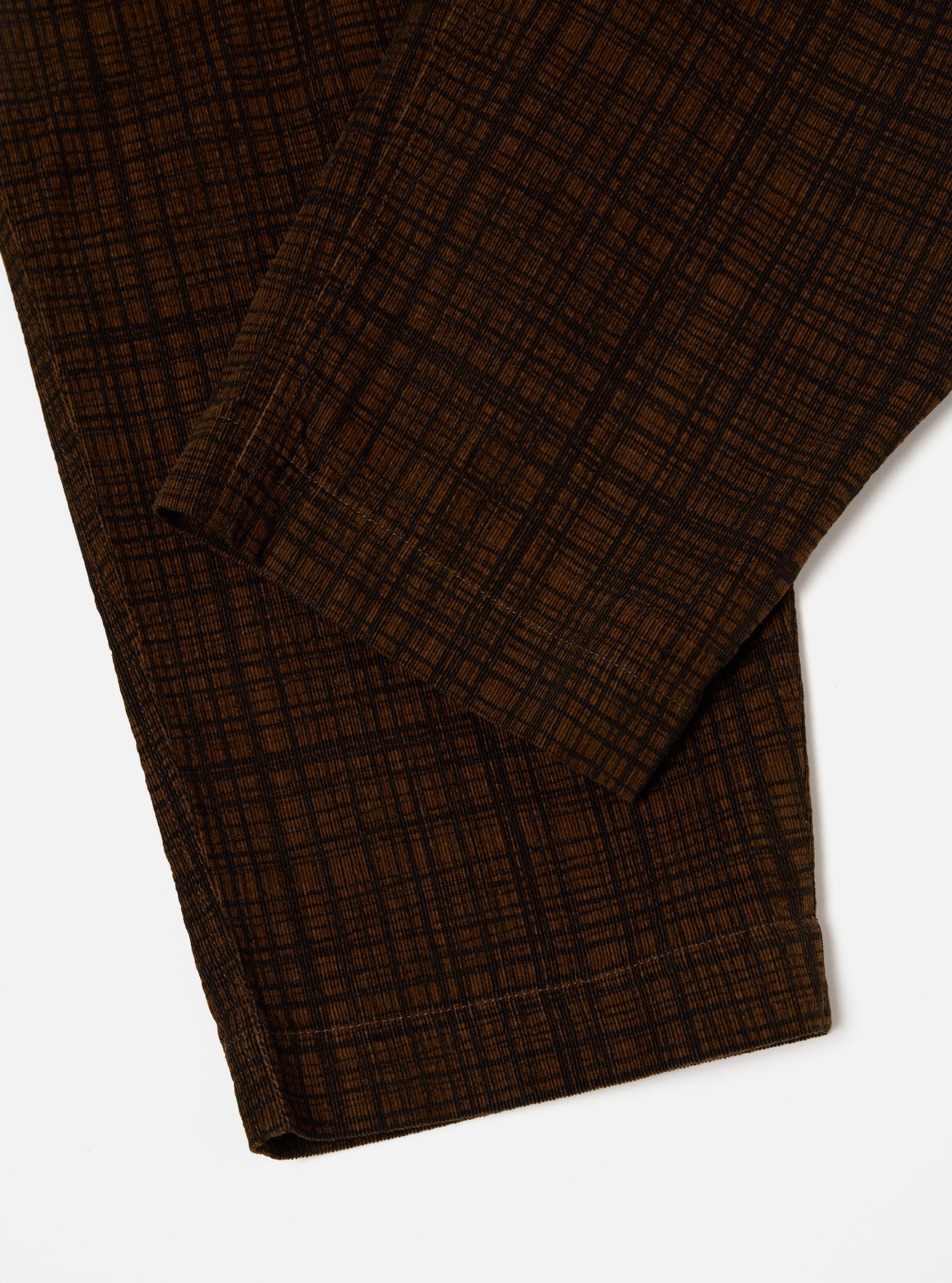 Brown Check Cord Seersucker Pleated Track Pant