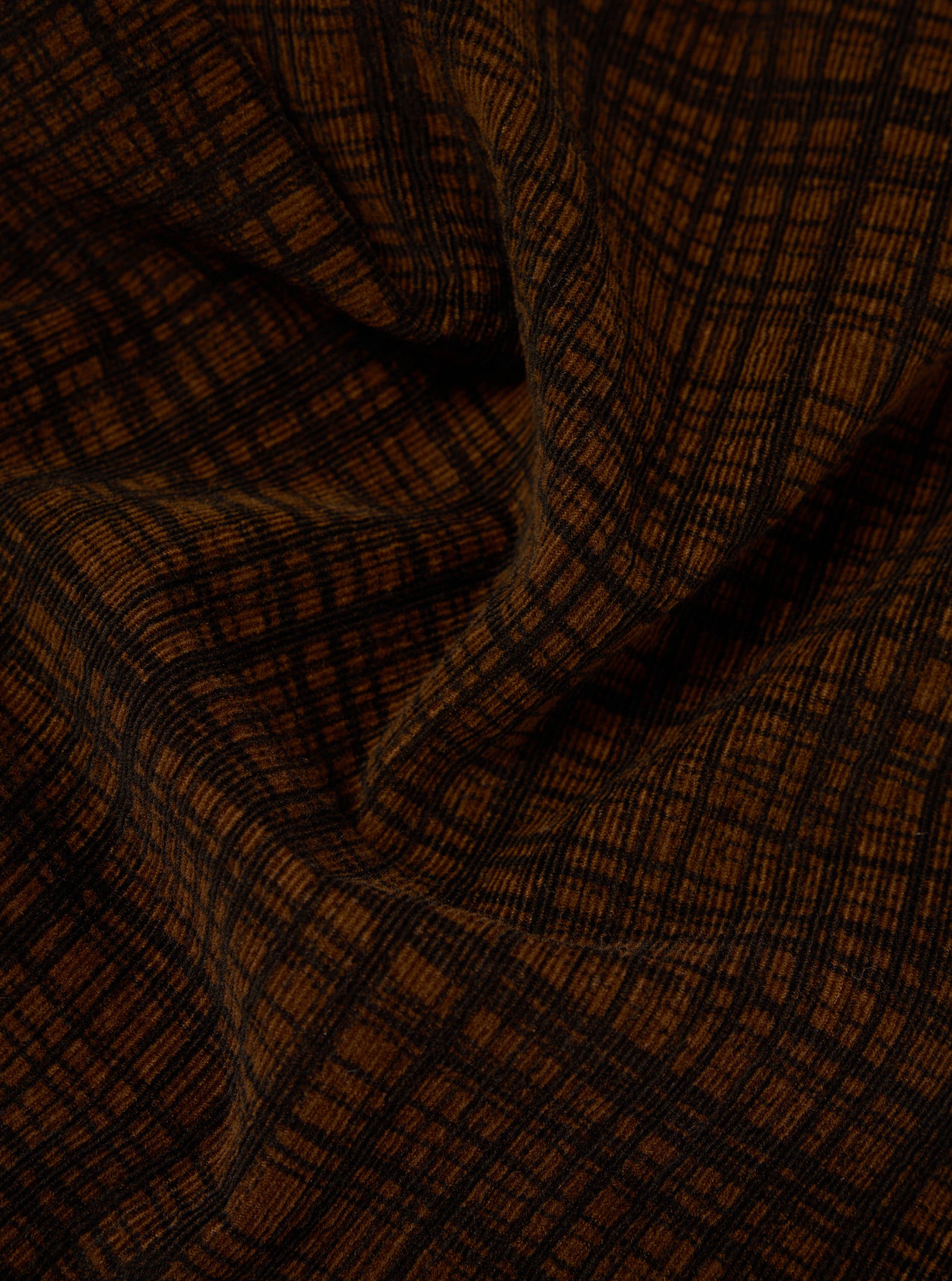 Brown Check Cord Seersucker Pleated Track Pant