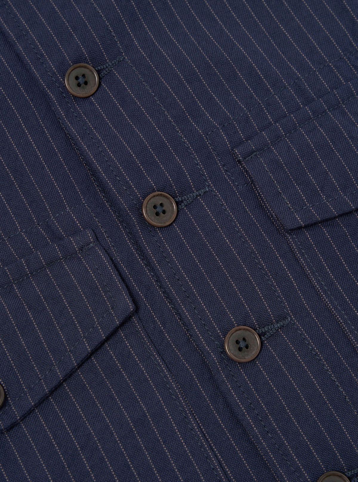 Navy Cotton Pinstripe Field Waistcoat