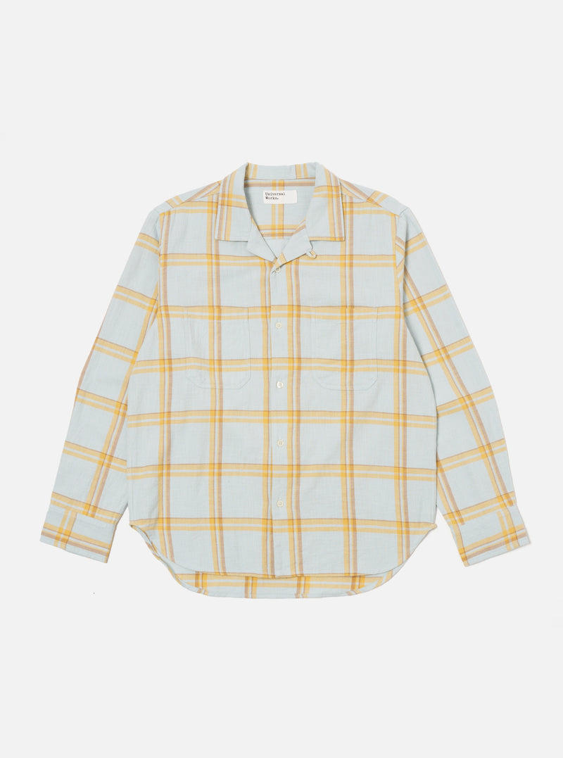 Blue Slub Twill Check Work Shirt