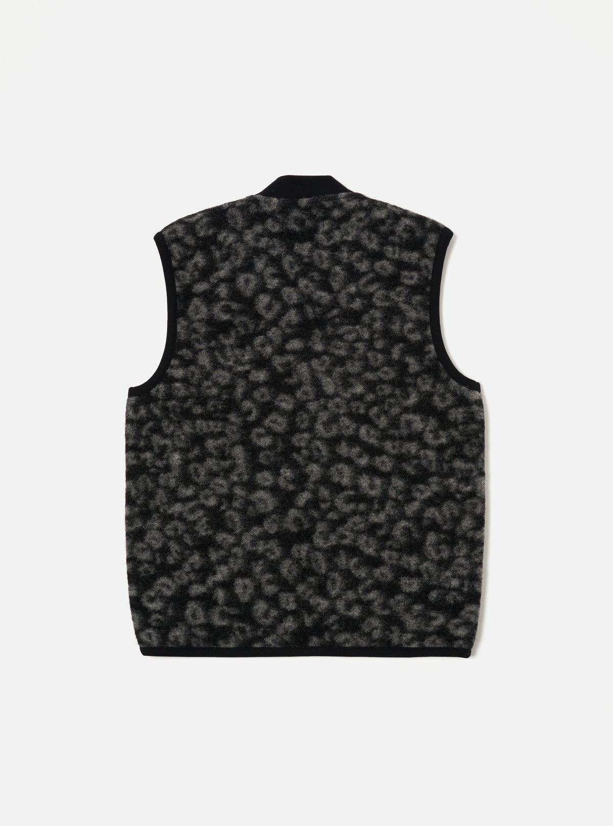Black/Charcoal Leopard Fleece Zip Waistcoat