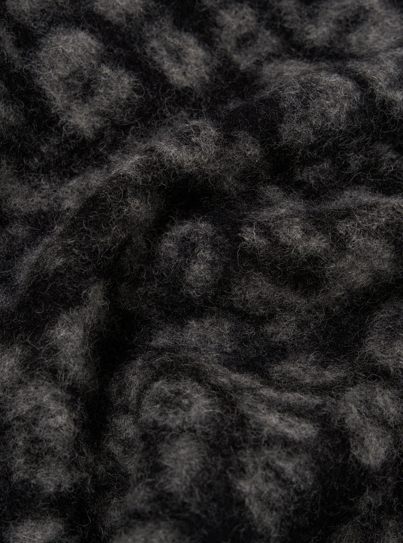 Black/Charcoal Leopard Fleece Cardigan