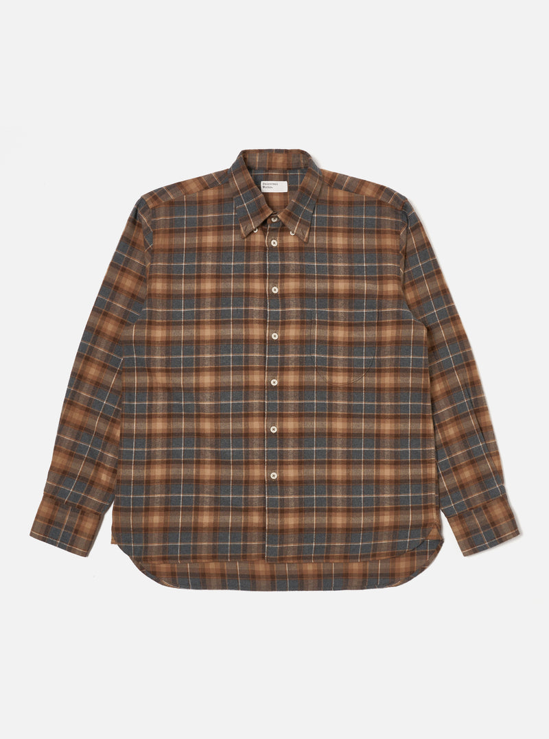 Brown/Grey Brushed Twill Check Lazy Day Shirt