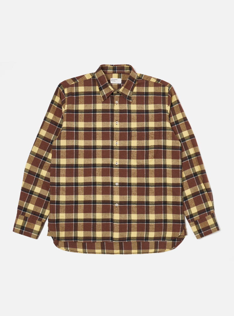 Yellow/Brown Brushed Twill Check Lazy Day Shirt