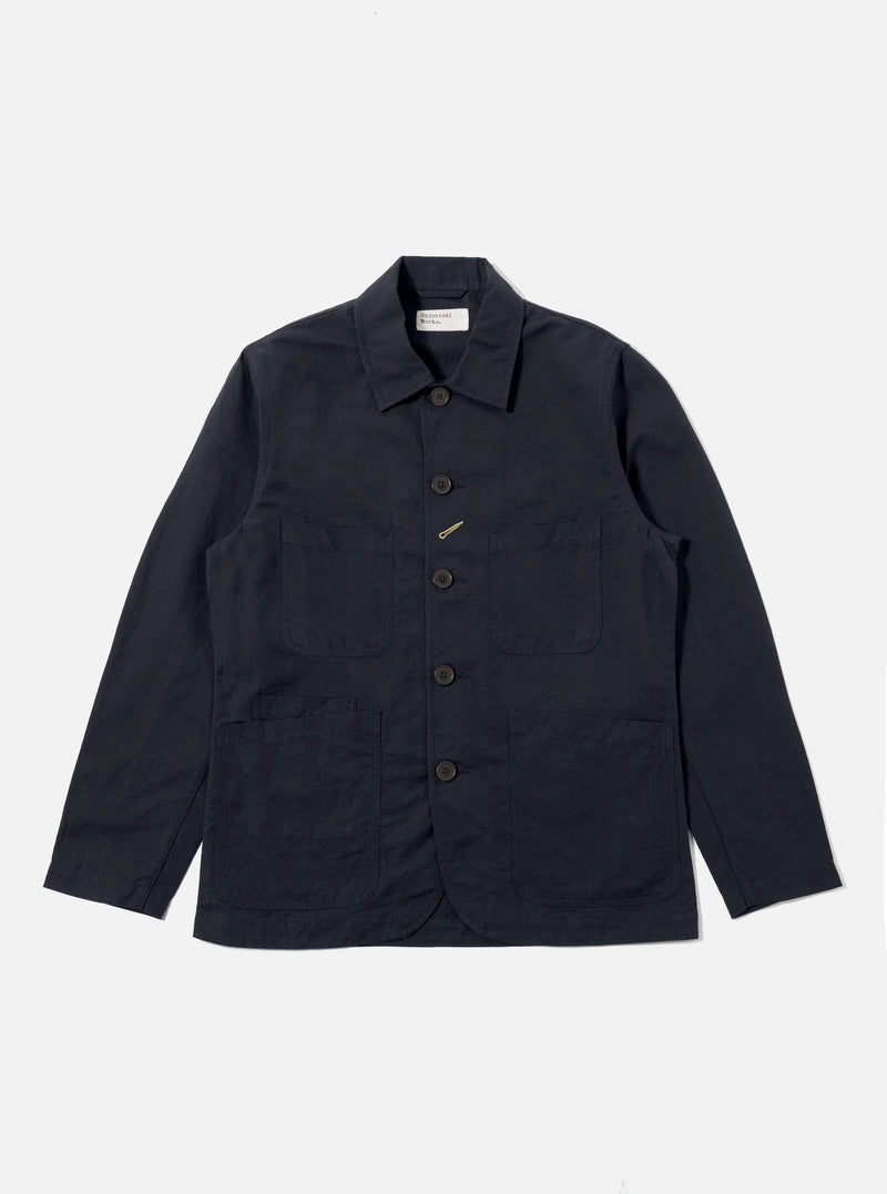 Navy Linen Slub Weave Bakers Jacket