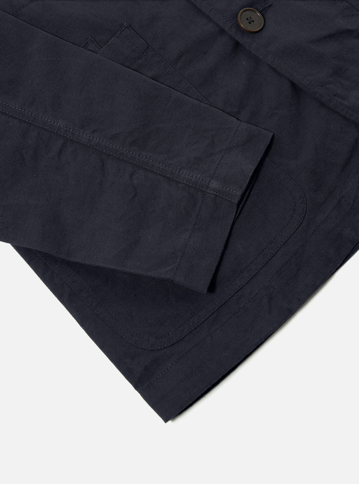 Navy Linen Slub Weave Bakers Jacket