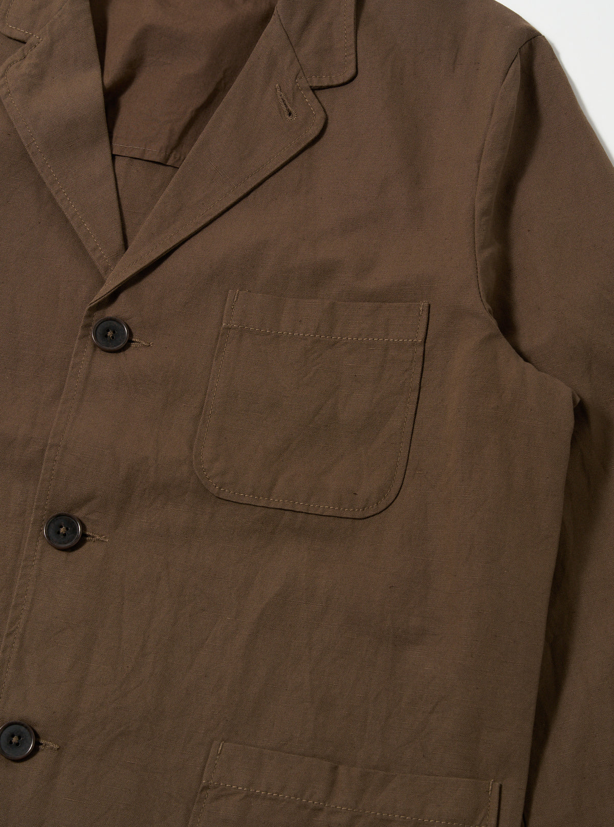 Khaki Linen Slub Weave Three Button Jacket