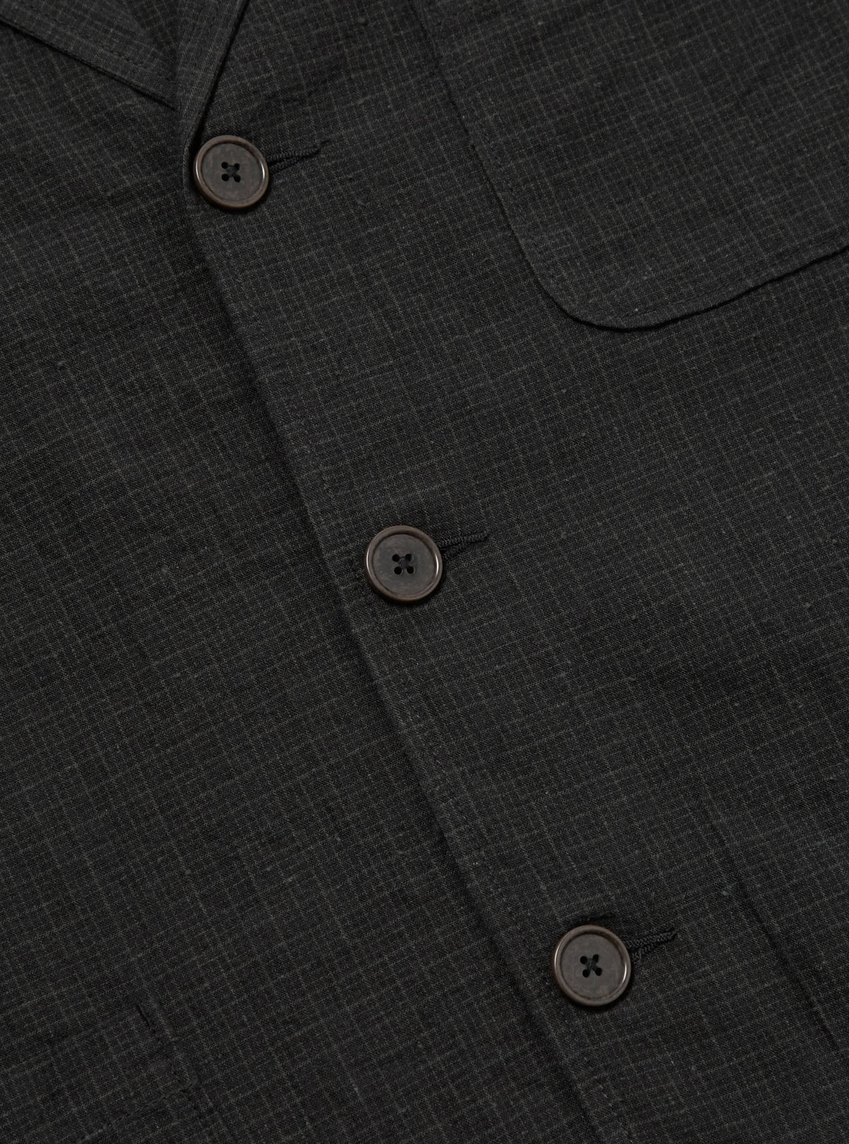 Charcoal Fine Linen Mix Three Button Jacket