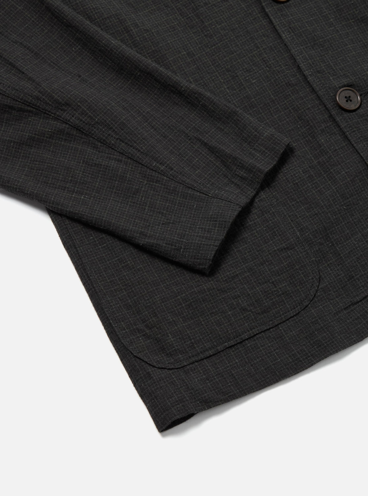 Charcoal Fine Linen Mix Three Button Jacket