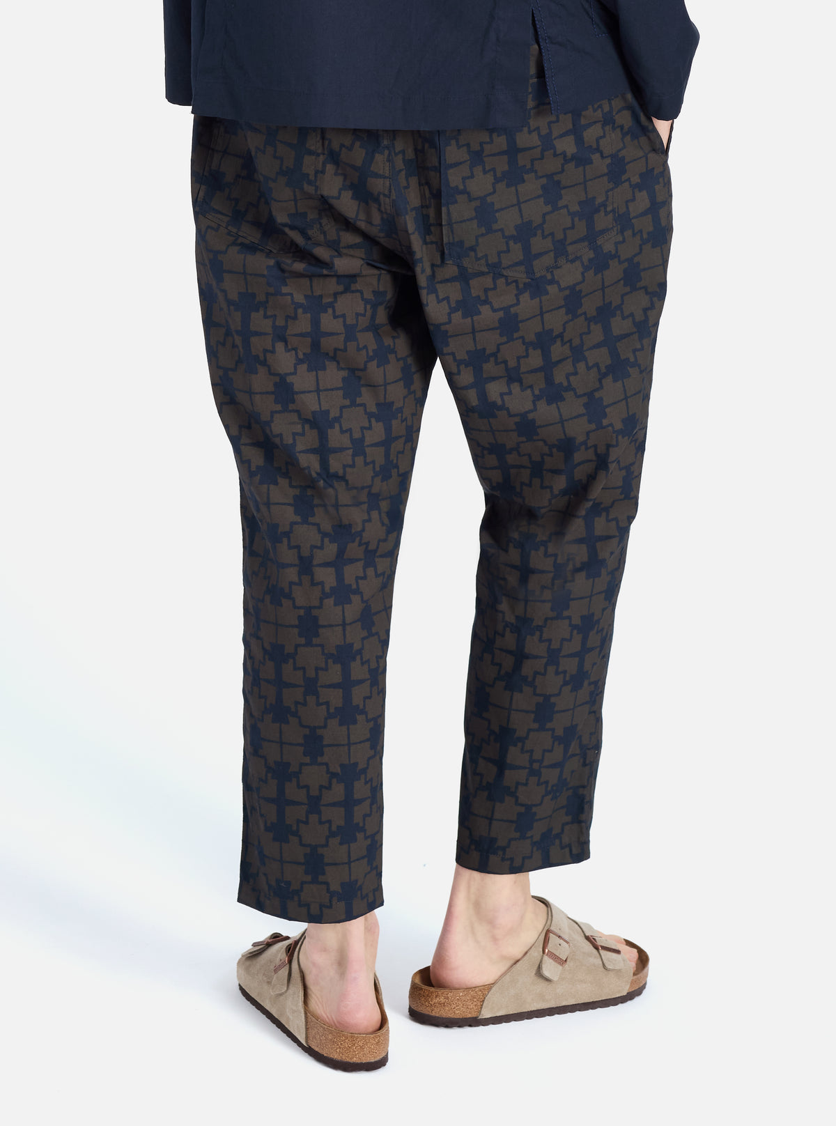 Navy Mitla Print Cotton Hi Water Trouser