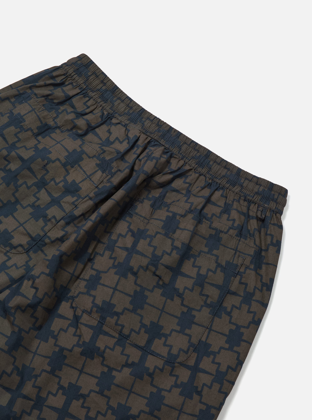 Navy Mitla Print Cotton Simple Short