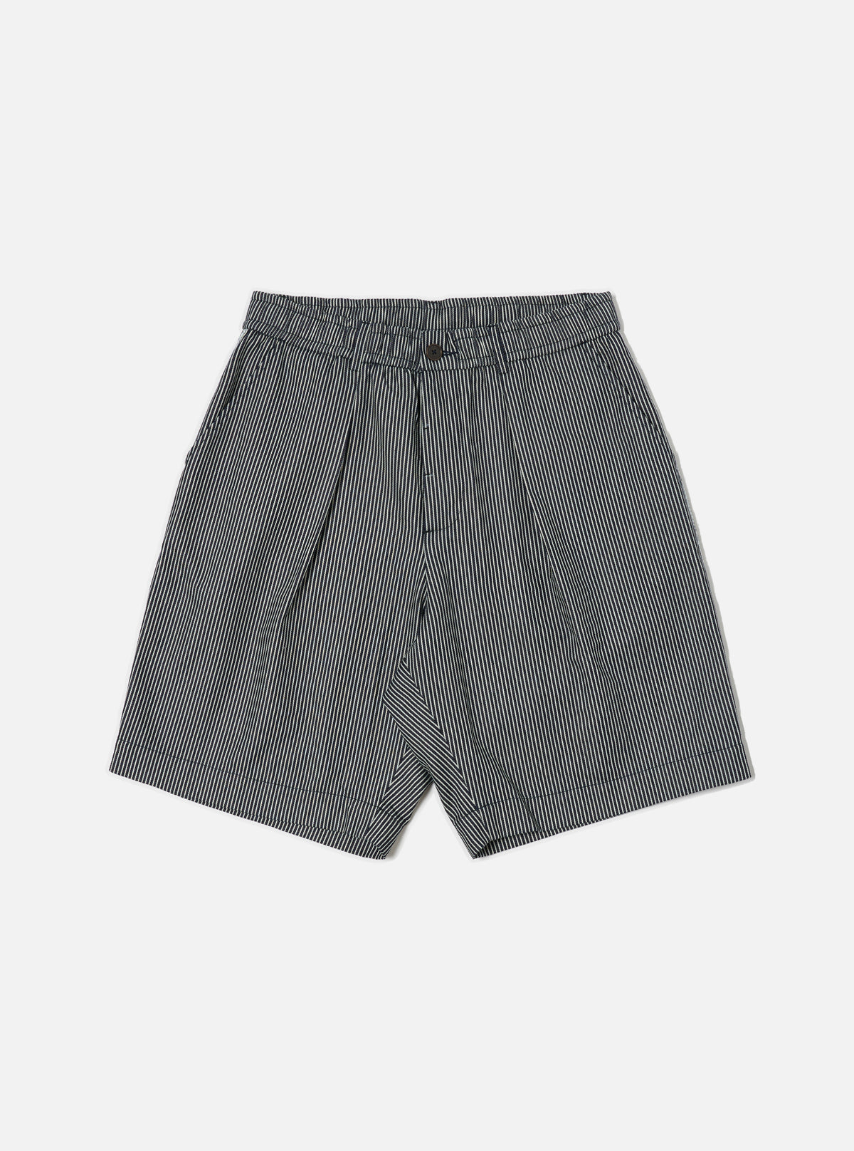 Indigo Hickory Stripe Denim Pleated Track Short