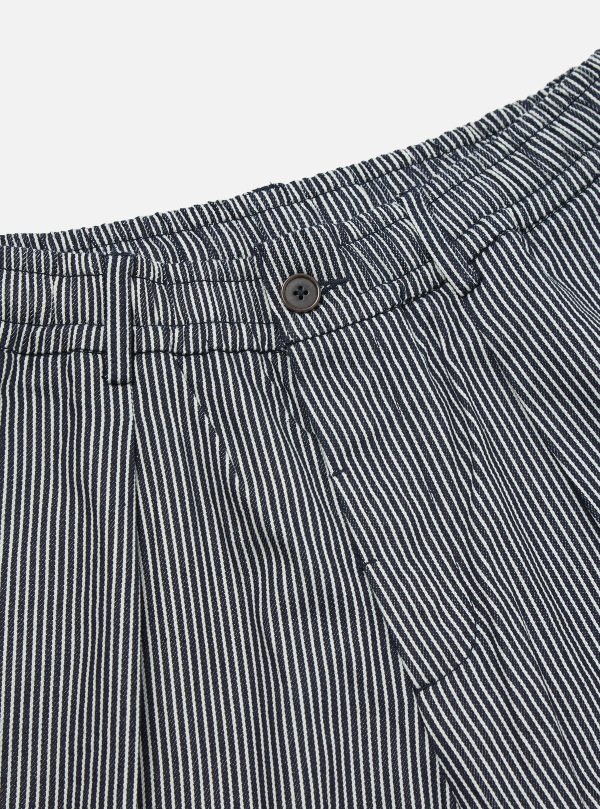 Indigo Hickory Stripe Denim Pleated Track Short