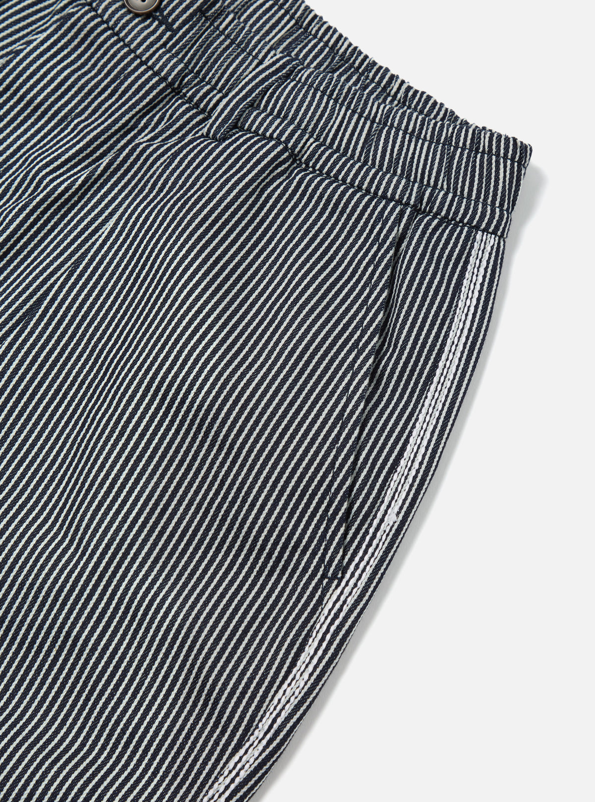 Indigo Hickory Stripe Denim Pleated Track Short