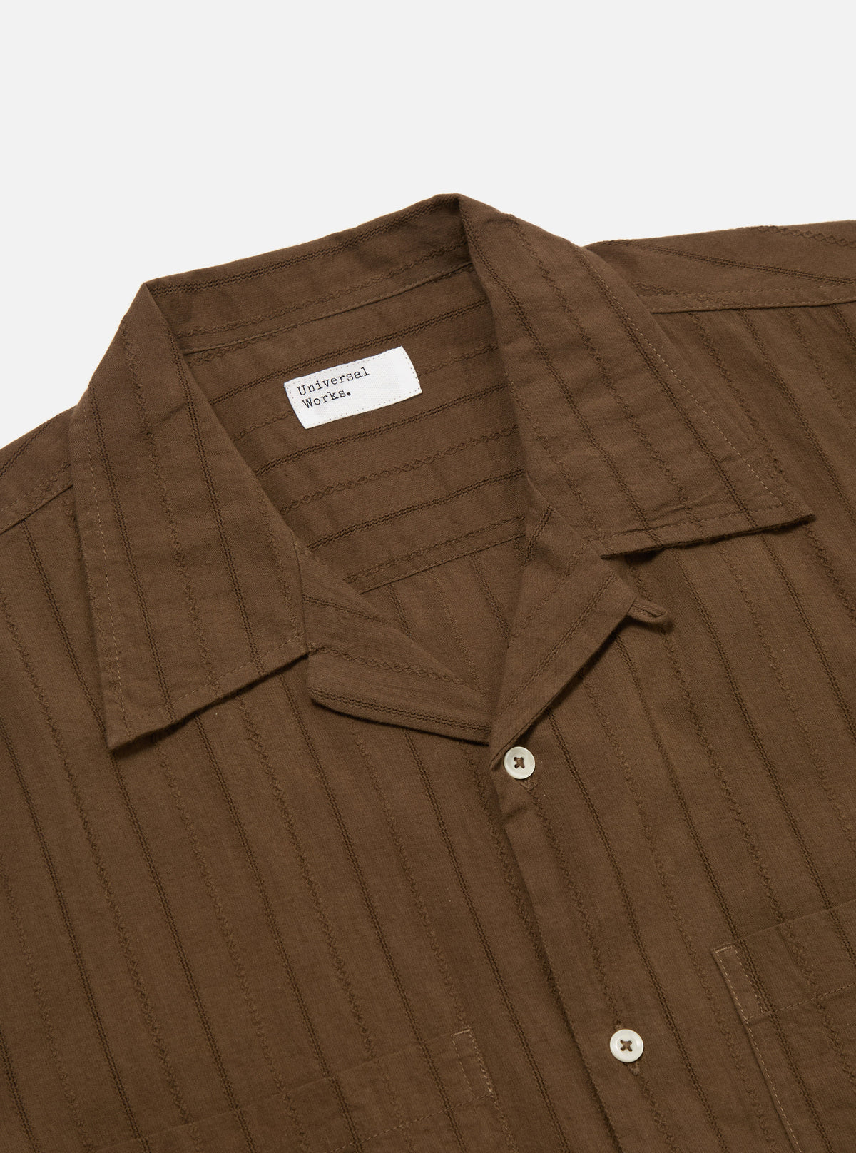 Brown Dobby Self Stripe Camper Shirt