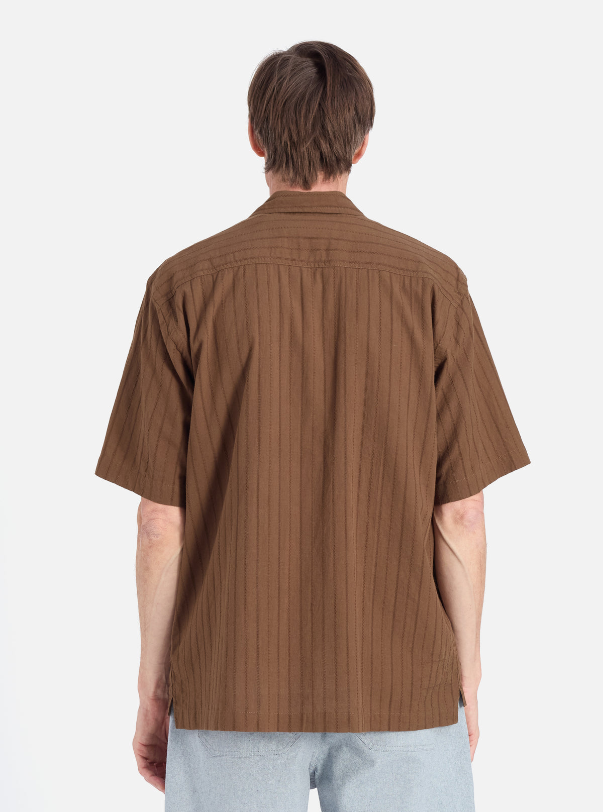 Brown Dobby Self Stripe Camper Shirt