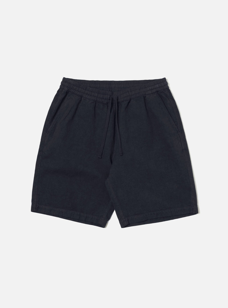 Navy Linen Slub Weave Simple Short
