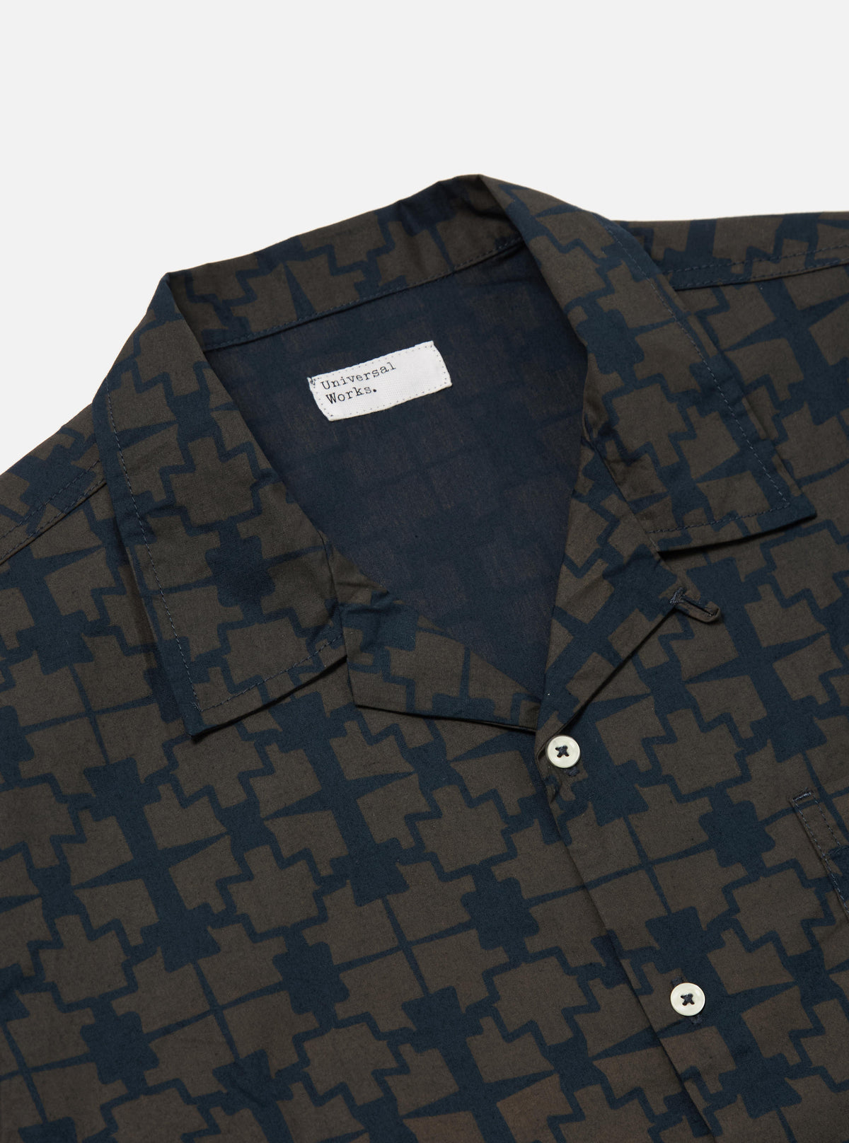 Navy Mitla Print Cotton Road Shirt