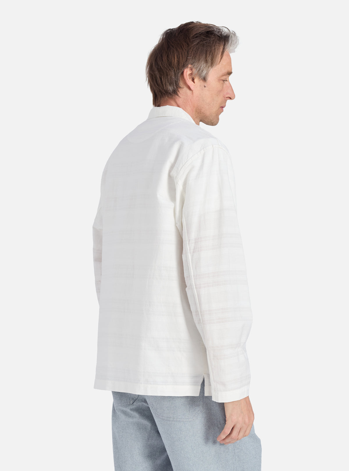 Ecru Deffe Self Stripe Smock Overshirt