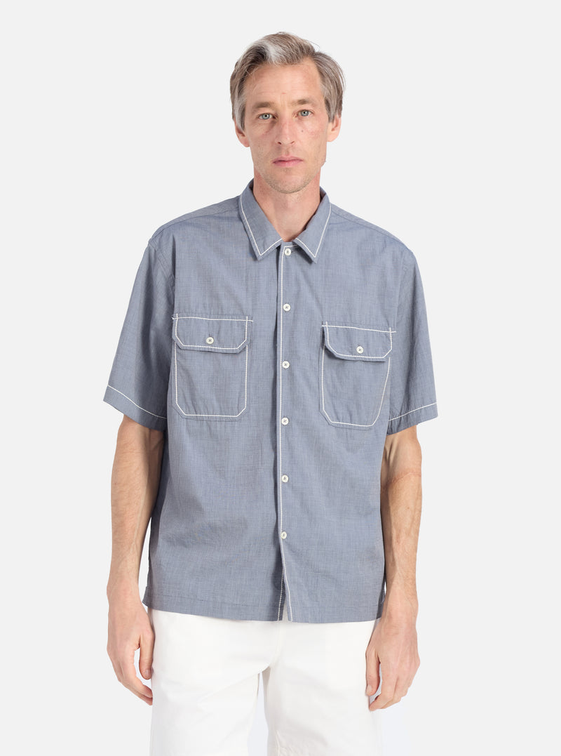 Grey End On End Cotton Utility SS Shirt