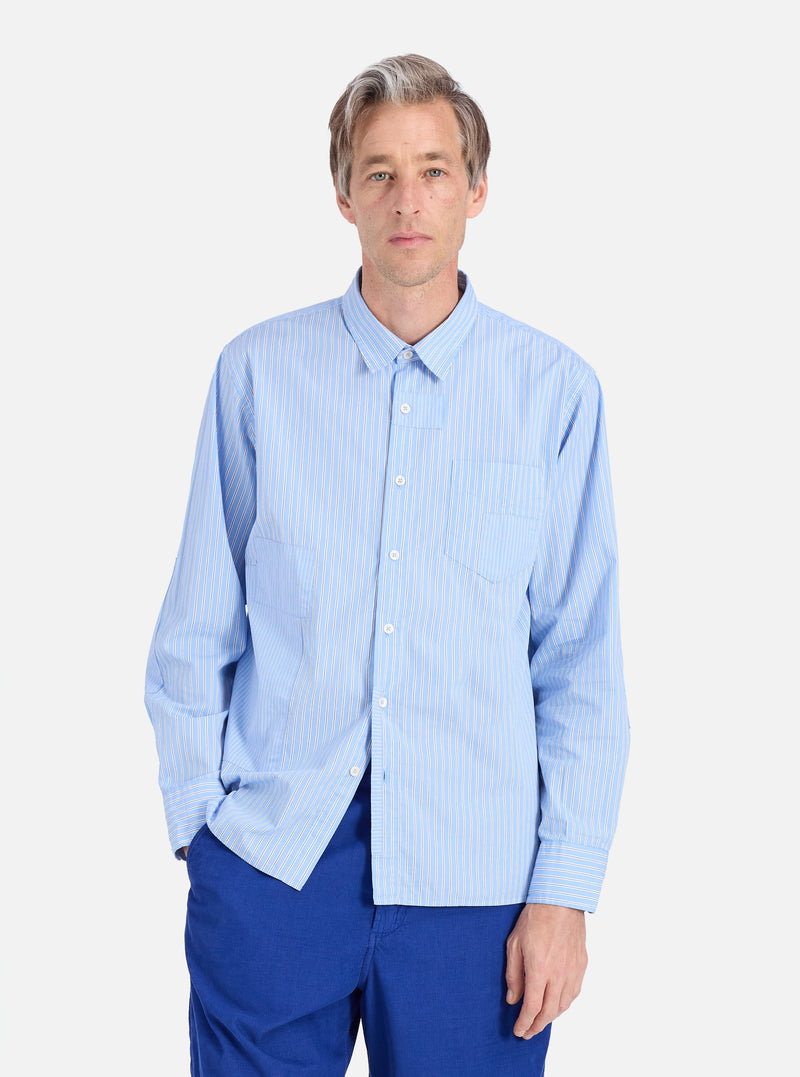 Blue Vila Stripes Patched Shirt