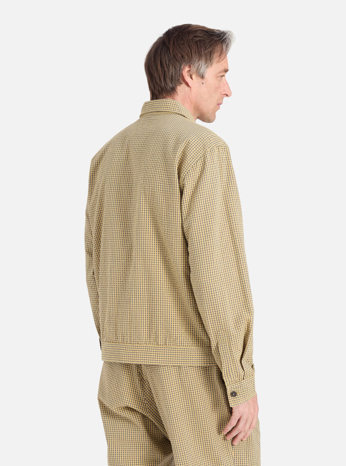 Yellow Japanese Seersucker Zip Uniform Jacket