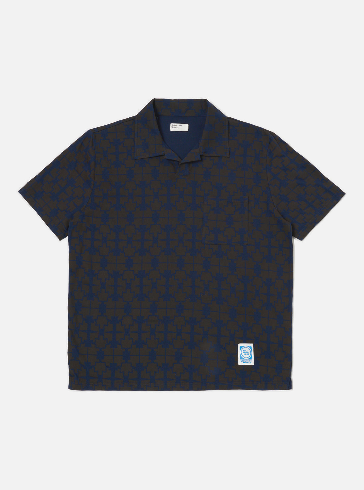 Navy/Brown Mitla Print Jersey Newlyn Polo