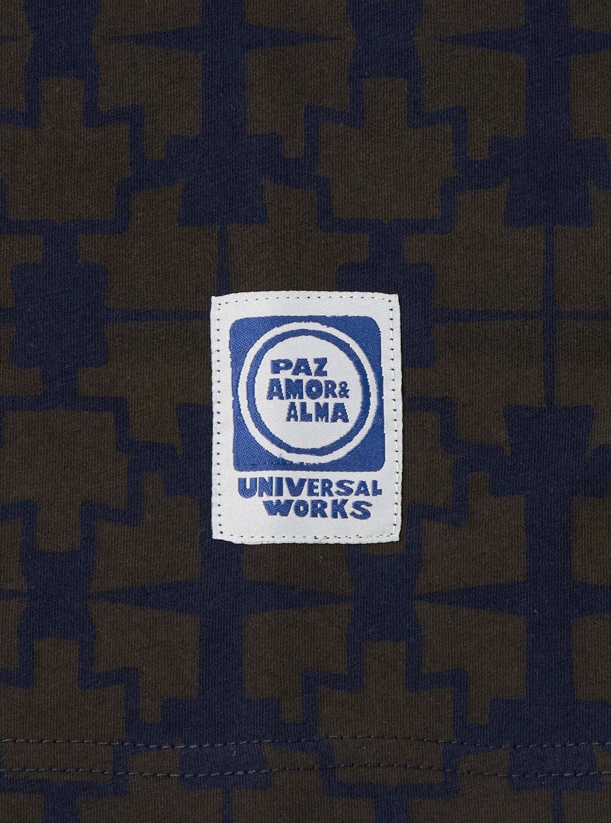 Navy/Brown Mitla Print Jersey Newlyn Polo