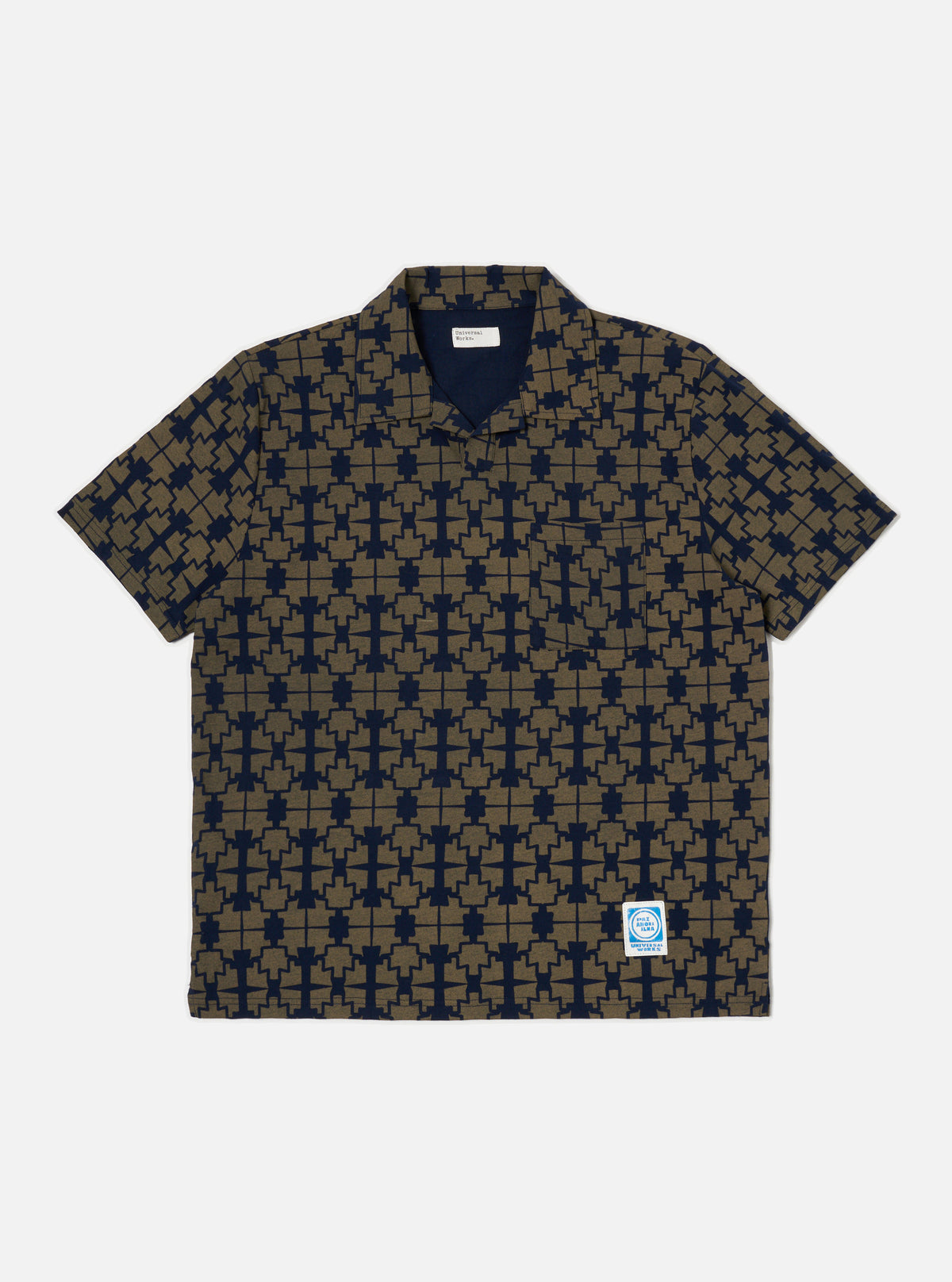 Navy/Mud Mitla Print Jersey Newlyn Polo