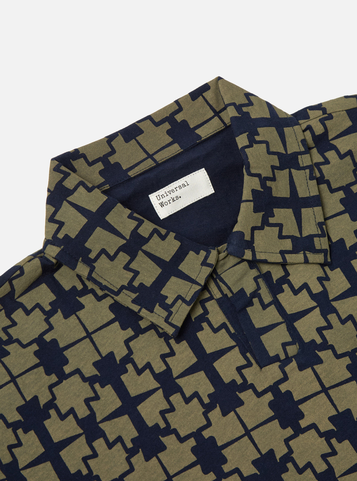 Navy/Mud Mitla Print Jersey Newlyn Polo