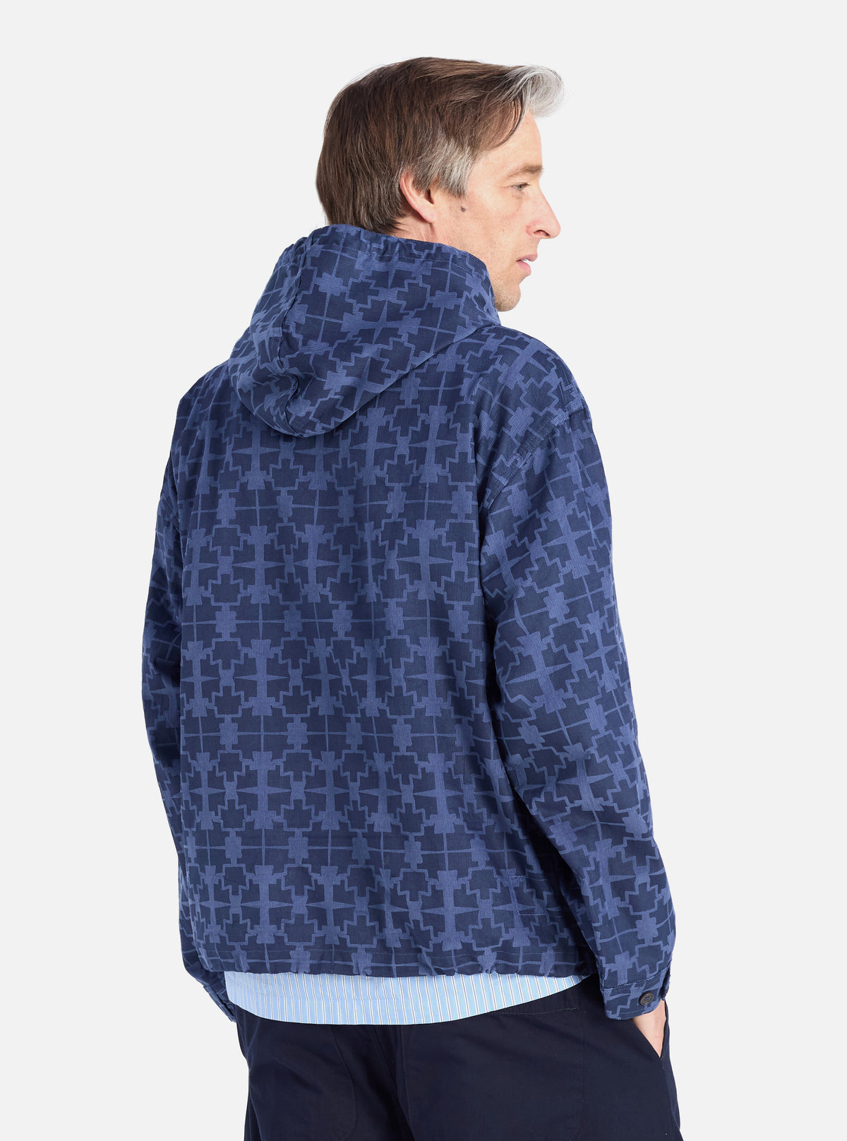 Navy Mitla Print Cord Liam Jacket