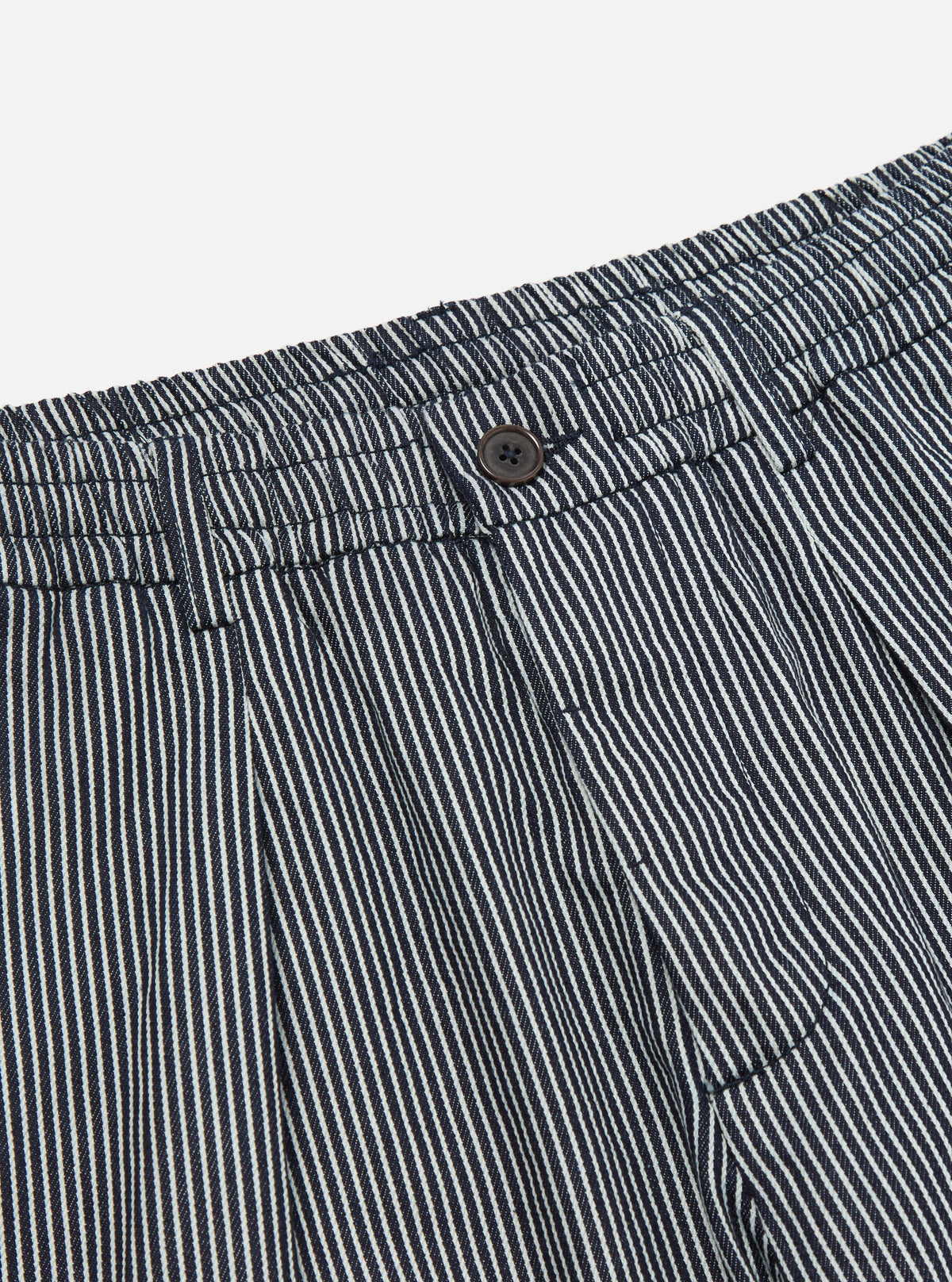 Indigo Hickory Stripe Denim Pleated Track Pant