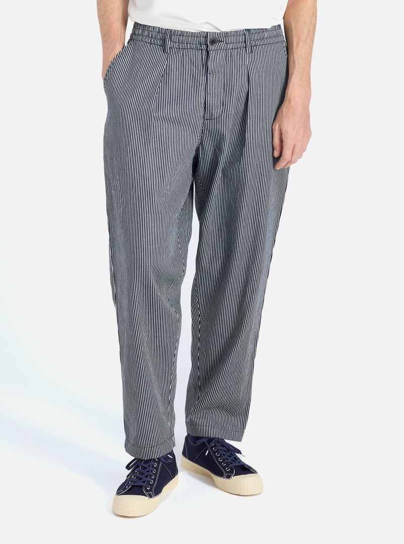 Indigo Hickory Stripe Denim Pleated Track Pant
