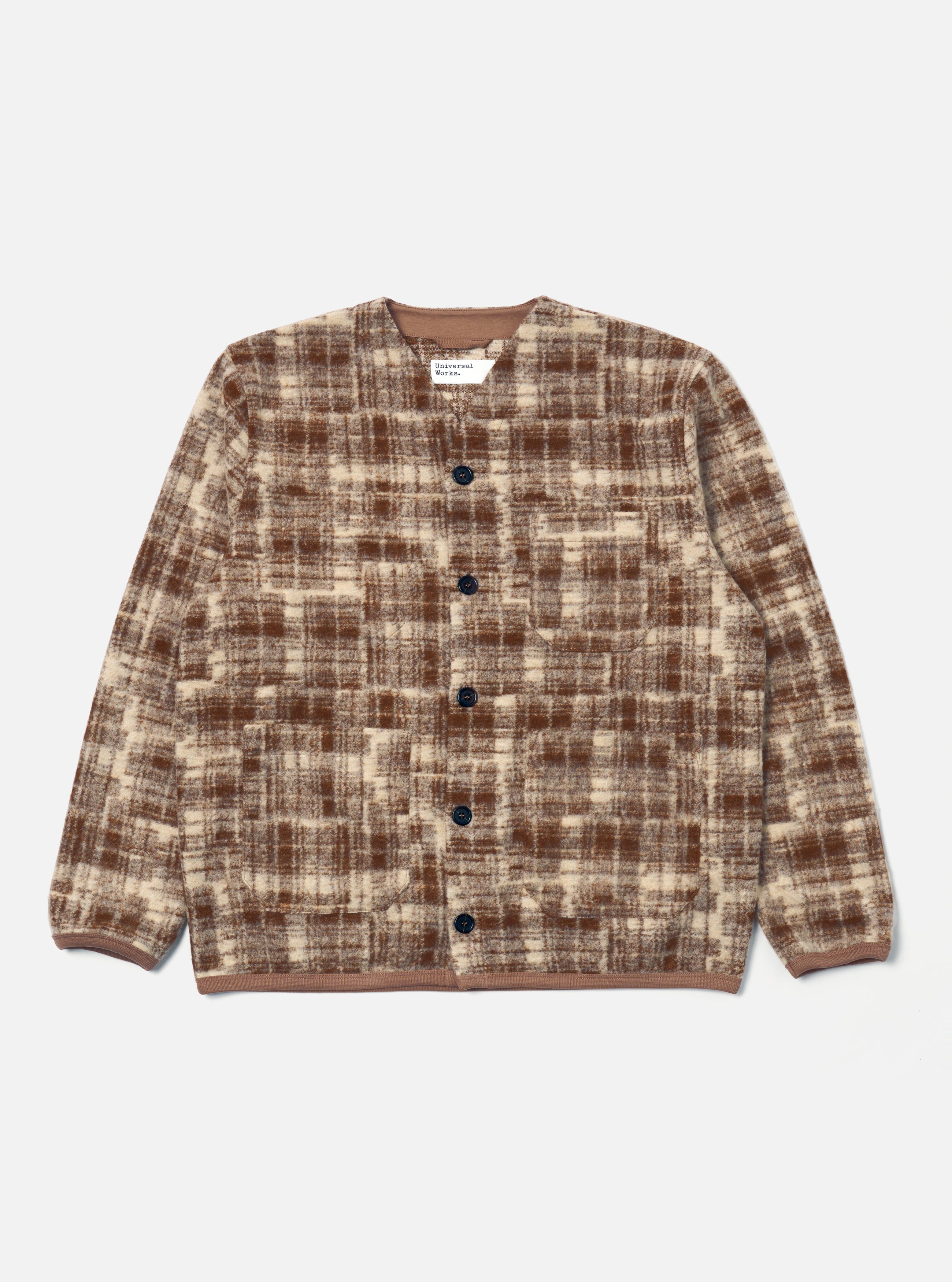 Men's Tan Patch Check Fleece Cardigan – Universal Works