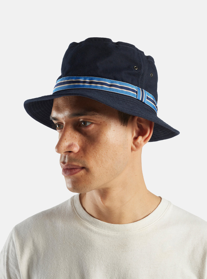 Navy Chino Cotton cableami® Loose Light Pork Pie Hat