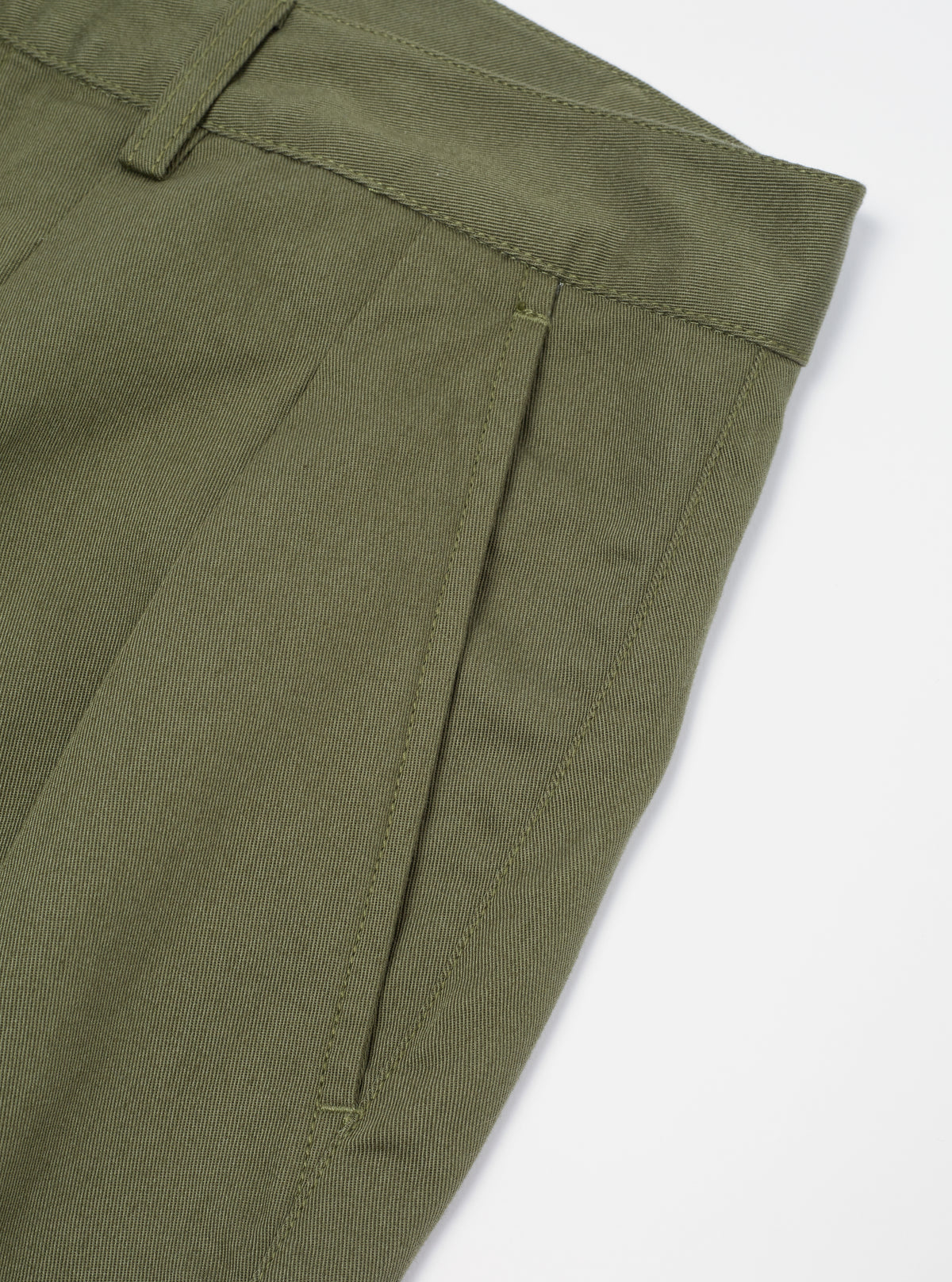 Light Olive Twill Double Pleat Pant