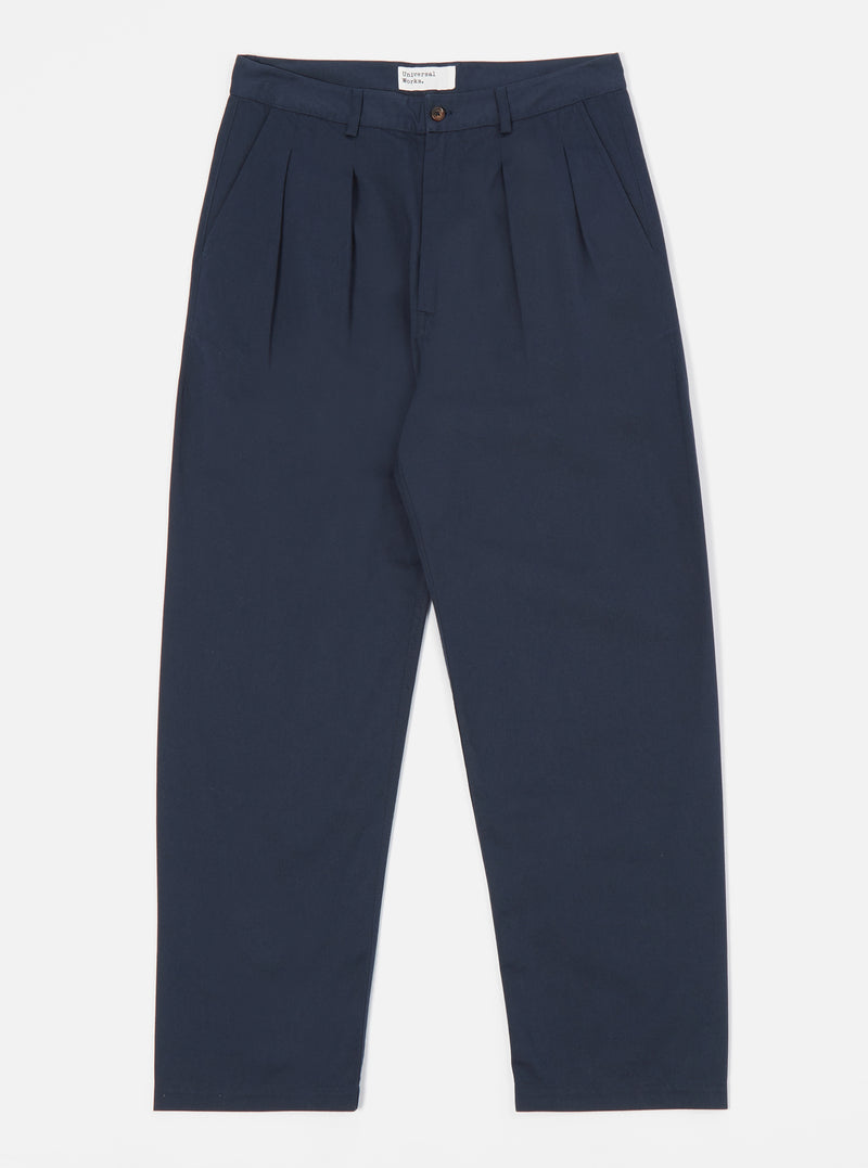 Navy Twill Double Pleat Pant
