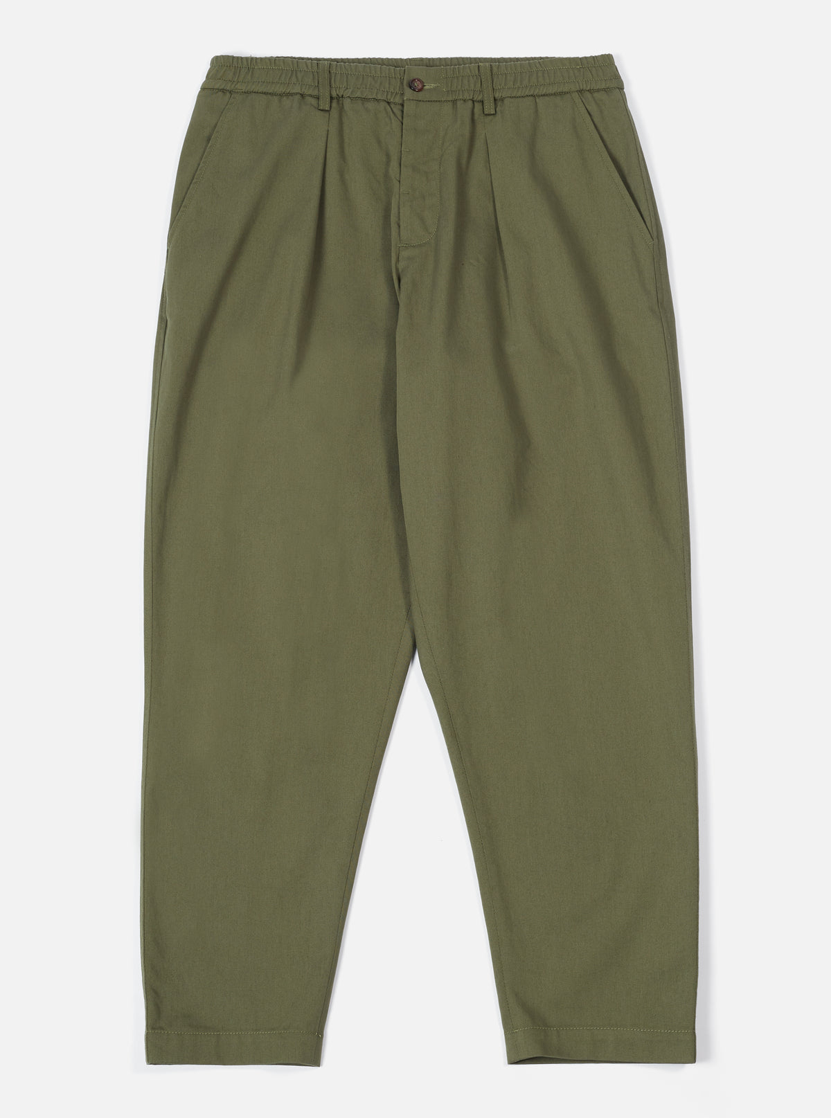 Light Olive Twill Pleated Track Pant