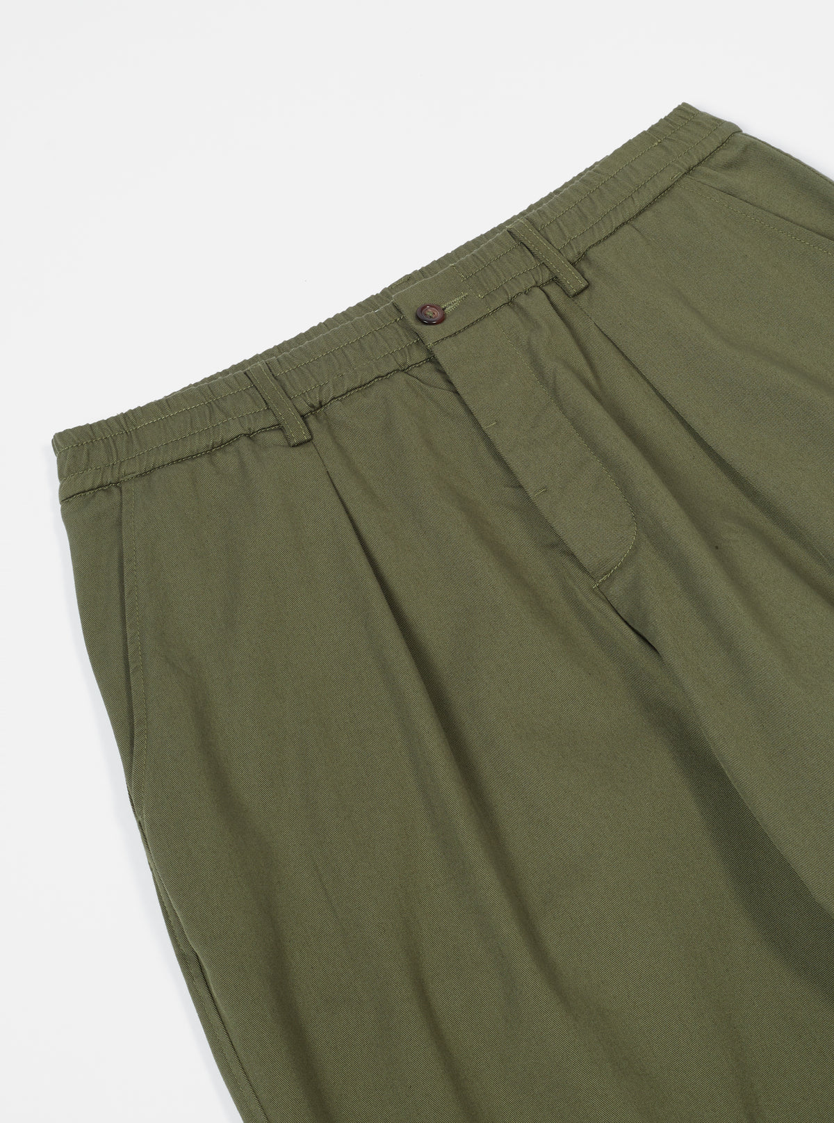 Light Olive Twill Pleated Track Pant
